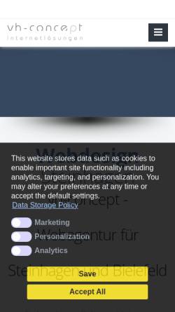 Vorschau der mobilen Webseite www.vh-concept.de, Vh-Concept Internetlösungen, Volker Heckmann
