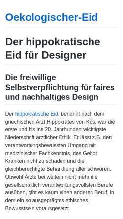 Vorschau der mobilen Webseite www.oekologischer-eid.de, Der ökologische Eid für Designer