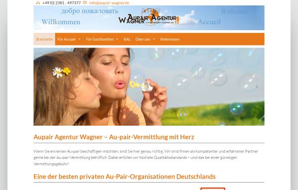 Vorschau von www.aupair-wagner.de, Au-pair Agentur Wagner