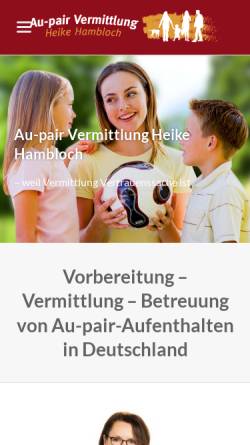 Vorschau der mobilen Webseite www.au-pairs.de, Au-pair Vermittlung Heike Hambloch