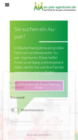 Vorschau der mobilen Webseite www.au-pair-agenturen.de, Büro Dr. Walter GmbH