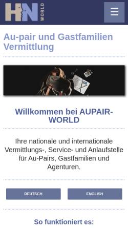 Vorschau der mobilen Webseite aupairworld.de, Hn World GmbH