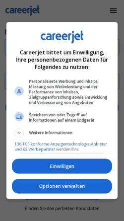 Vorschau der mobilen Webseite www.careerjet.de, Careerjet Ltd