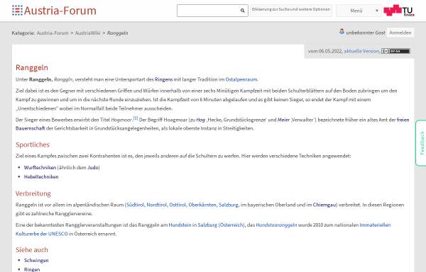 Vorschau von austria-forum.org, Ranggeln