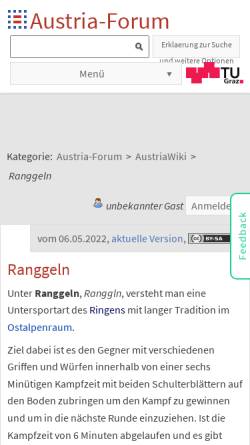 Vorschau der mobilen Webseite austria-forum.org, Ranggeln