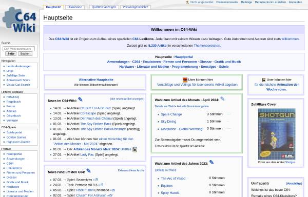 Vorschau von www.c64-wiki.de, Privater Wiki über den C64