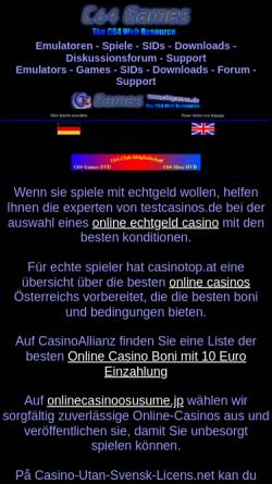Vorschau der mobilen Webseite www.c64games.de, C64 Emulatoren und Spiele