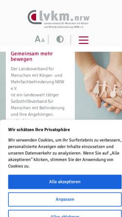 Vorschau der mobilen Webseite www.lvkm-nrw.de, Landesverband NRW für Körper- und Mehrfachbehinderte e.V.