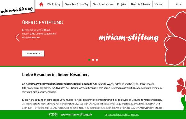 Vorschau von www.miriam-stiftung.de, Miriam-Stiftung