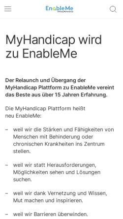 Vorschau der mobilen Webseite www.myhandicap.de, Stiftung MyHandicap gemeinnützige GmbH
