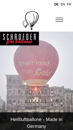 Vorschau der mobilen Webseite schroederballon.de, Schroeder Fire Balloons GmbH