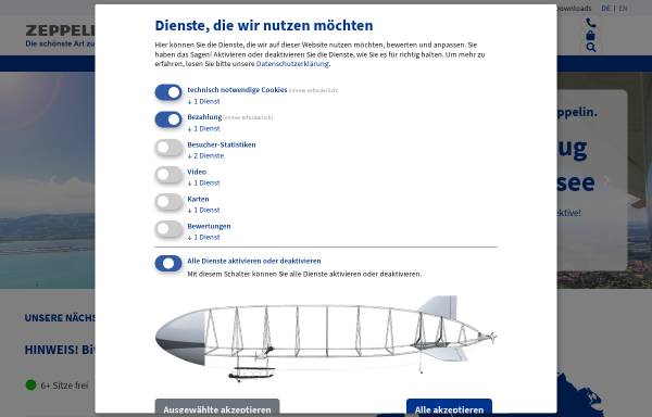 Vorschau von zeppelin-nt.de, Zeppelin Luftschifftechnik GmbH