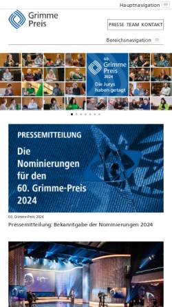 Vorschau der mobilen Webseite www.grimme-institut.de, Adolf-Grimme-Preis