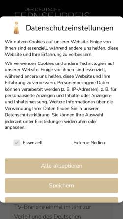 Vorschau der mobilen Webseite www.deutscher-fernsehpreis.de, Deutscher Fernsehpreis