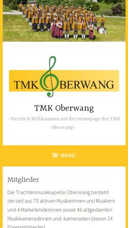 Vorschau der mobilen Webseite www.tmk-oberwang.at, Trachtenmusikkapelle Oberwang