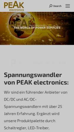 Vorschau der mobilen Webseite www.peak-electronics.de, PEAK electronics GmbH