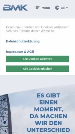 Vorschau der mobilen Webseite www.bmk-services.de, BMK Services GmbH