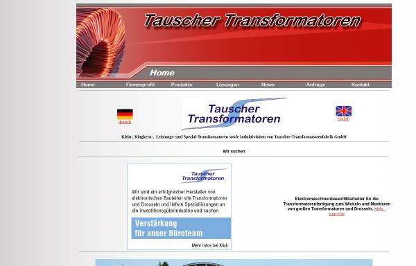 Vorschau von www.tauscher-transformatoren.de, Tauscher Transformatorenfabrik GmbH