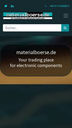 Vorschau der mobilen Webseite www.materialboerse.de, Ecoservice Ges. zur Vermarktung von electronic commerce Anwendungen mbH [materialboerse.de]