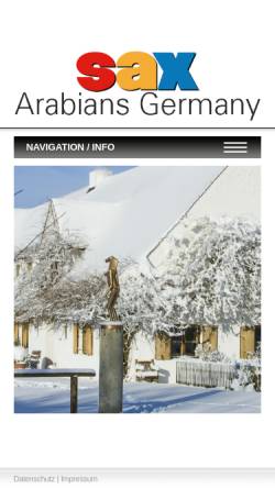 Vorschau der mobilen Webseite www.sax-arabians.de, Sax Arabians Germany