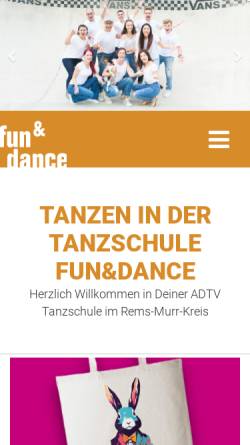 Vorschau der mobilen Webseite www.tanzschule-waiblingen.de, Fun & Dance