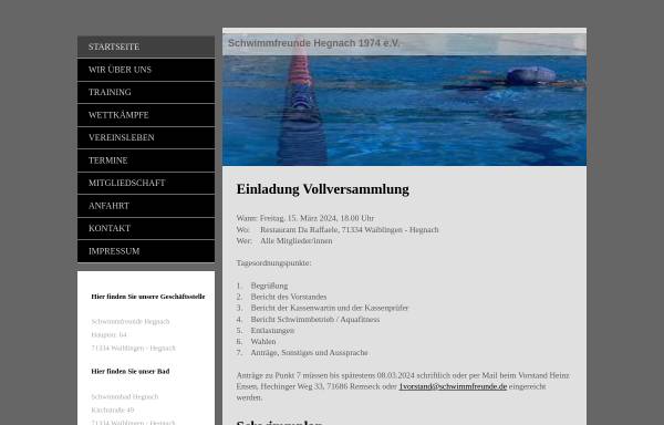 Vorschau von www.schwimmfreunde.de, Schwimmfreunde Hegnach e.V.