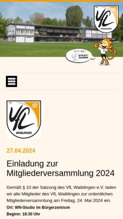 Vorschau der mobilen Webseite www.vfl-waiblingen.com, VfL Waiblingen