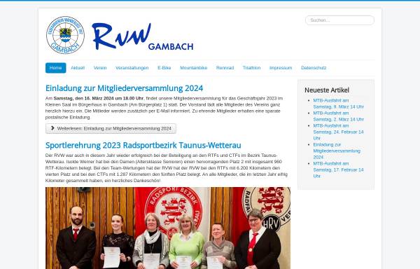 Vorschau von www.rvw-gambach.de, Radfahrverein Wanderlust 1912 e.V. Gambach