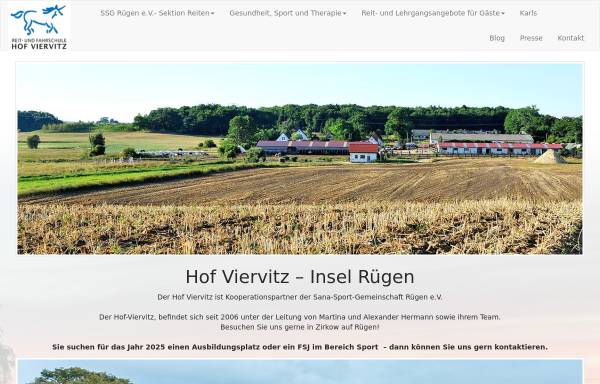 Vorschau von www.hof-viervitz-rügen.de, Reiterhof Viervitz