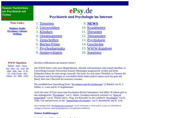 Vorschau von www.epsy.de, Psychiatrie und Psychologie im Internet