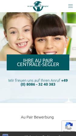 Vorschau der mobilen Webseite apc-segler.de, Au Pair Centrale Segler