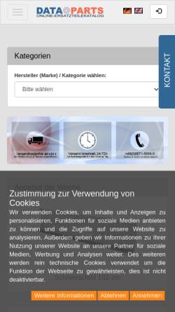 Vorschau der mobilen Webseite www.dataparts.de, Dataparts, Demharter GmbH