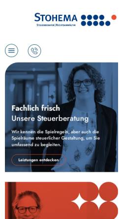 Vorschau der mobilen Webseite www.stohema.de, Steuerberatungssozietät Stodian, Hennig, Mathiesen & Partner