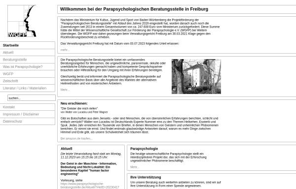 Vorschau von www.parapsychologische-beratungsstelle.de, Parapsychologische Beratungsstelle Deutschland (WGFP)