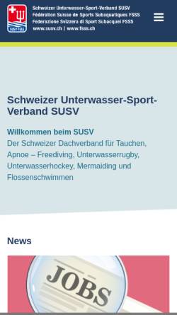 Vorschau der mobilen Webseite www.susv.ch, Schweizer Unterwasser-Sport-Verband (SUSV)