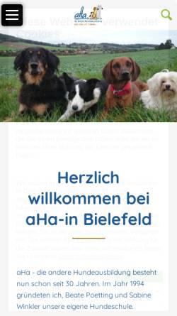 Vorschau der mobilen Webseite www.aha-exter.de, AHA-Hundeausbildung
