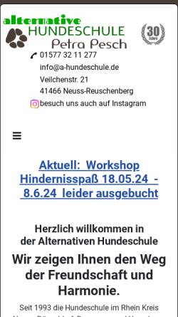 Vorschau der mobilen Webseite www.a-hundeschule.de, Alternative Hundeschule