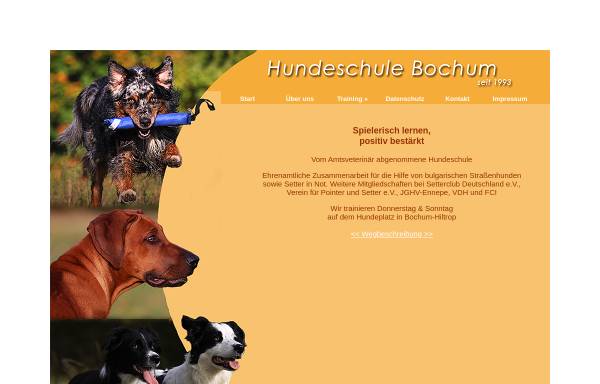 Vorschau von www.hundeschulebochum.de, Hundeschule Bochum