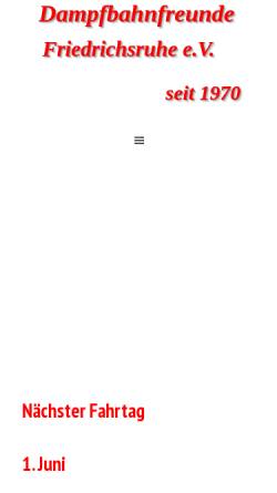 Vorschau der mobilen Webseite www.dbf-friedrichsruhe.de, Dampfbahnfreunde Friedrichsruhe e.V.