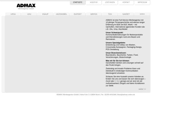 Vorschau von admax-online.de, Admax Werbeagentur GmbH