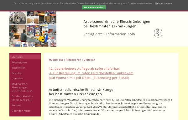 Vorschau von www.arztinf.de, Verlag Arzt und Information, Inh. Dr. med. Heinz Beckers