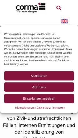 Vorschau der mobilen Webseite corma.de, Corma GmbH