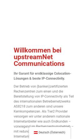 Vorschau der mobilen Webseite www.upstreamnet.at, upstreamNet Communications GmbH