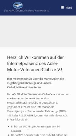 Vorschau der mobilen Webseite www.adler-veteranen.de, Adler-Motor-Veteranen-Club e.V. (AMVC)