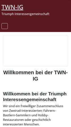 Vorschau der mobilen Webseite www.twn-ig.de, TWN Zweirad IG