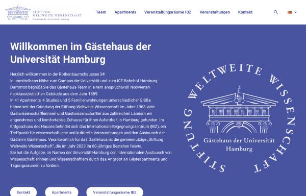 Vorschau von www.gaestehaus-uni-hamburg.de, Gästehaus der Universität Hamburg