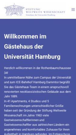 Vorschau der mobilen Webseite www.gaestehaus-uni-hamburg.de, Gästehaus der Universität Hamburg