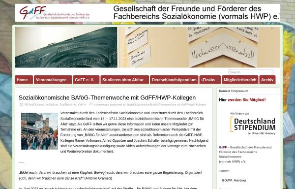 Vorschau von www.gdff.de, Gesellschaft der Freunde und Förderer der HWP e.V. (GdFF)