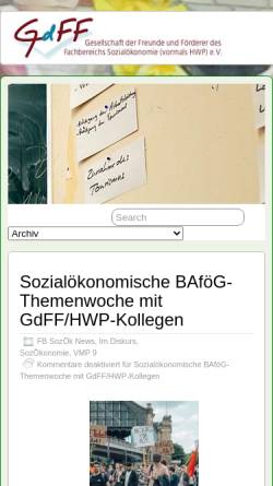 Vorschau der mobilen Webseite www.gdff.de, Gesellschaft der Freunde und Förderer der HWP e.V. (GdFF)