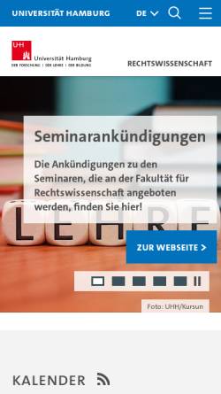 Vorschau der mobilen Webseite www.jura.uni-hamburg.de, Uni Hamburg - Fachbereich Rechtswissenschaft (FB 02)